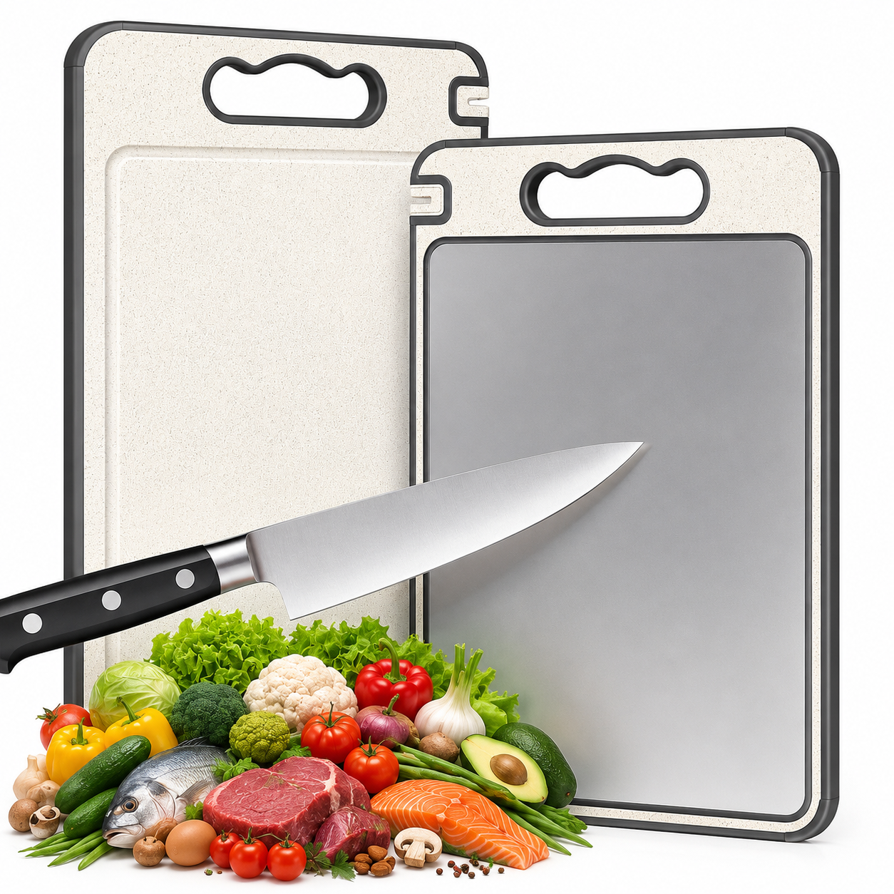 Tábua de Corte Inox Dupla Face Antibacteriana