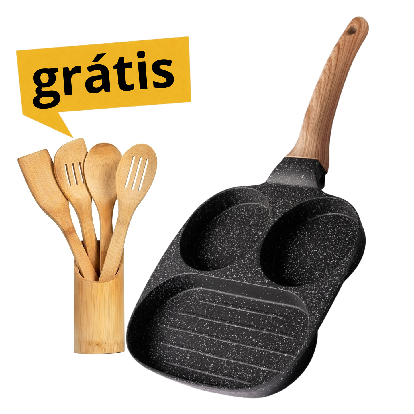 Frigideira antiderrapante 3 em 1 + BRINDE